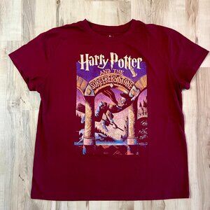 HARRY POTTER Sorcerers Stone Women's Large Maroon Graphic T-shirt